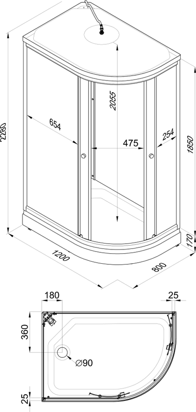 Душевая кабина Тритон Коралл 120х80 A левая