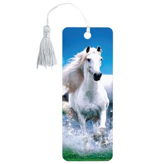 Закладка для книг 3D, BRAUBERG, объемная, "Белый конь", с декоративным шнурком-завязкой, 125753 12шт.