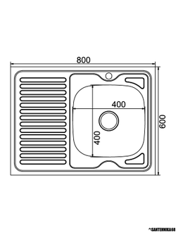 Нержавеющая кухонная накладная мойка MIXLINE 60х80 0,6мм правая левая выпуск 3 1/2 с сифоном глубина 16см