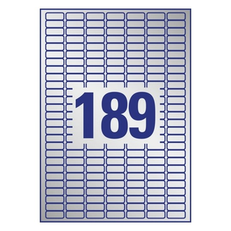 Этикетки А4 всепогодные Avery Zweckform, серебристый полиэстер, 25.4x10мм, 189шт/л, L6008-20