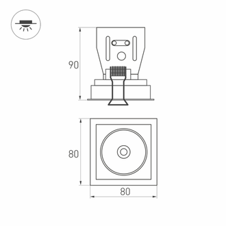 Светильник Arlight CL-SIMPLE-S80x80-9W  (BK, 45 deg)