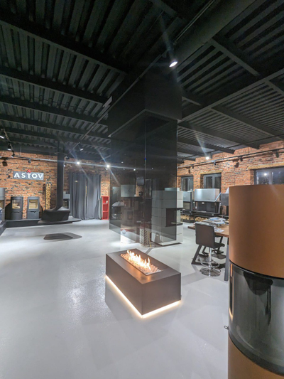 Островной камин из стекла ELBA