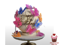 Акриловое украшение Happy Birthday шрифт, золото, 10см