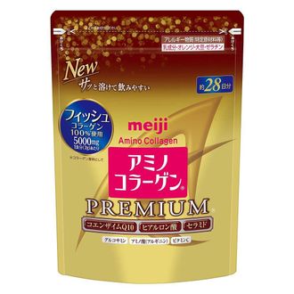 MEIJI Amino Collagen Premium  коллаген порошок c гиалуроновой кислотой и керамидами на 28 дней Япония