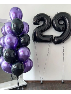 Набор шаров с гелием "Черный фиолет"