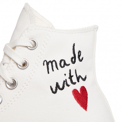 Кеды Converse All Star Lift Белые Высокие на платформе 571119C фото с вышивкой Сделано с любовью