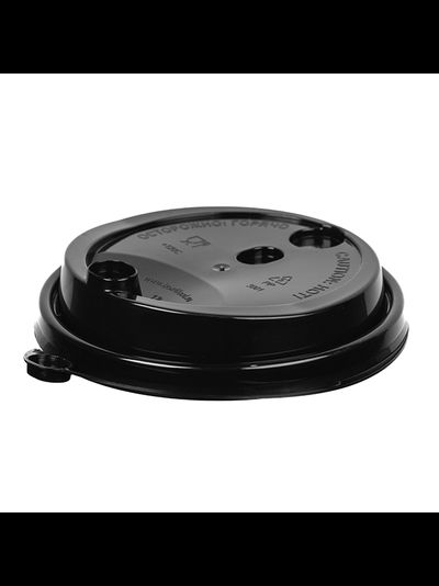 Крышка для стакана 250мл с/пит на поводке (черная) 50 шт., 80мм