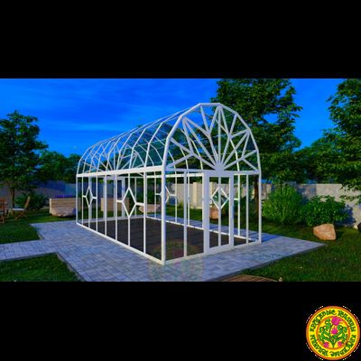 Теплица - Оранжерея из стекла и алюминия с купольной многогранной крышей АСТОРИЯ размером 3500 х  6000 мм