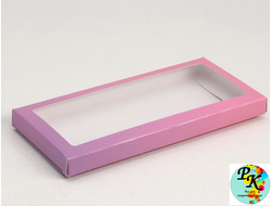 Коробка под плитку шоколада  "Градиент", розово-сиреневый, с окном, 17,1*8*1,4 см