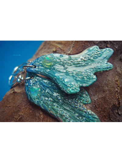 &quot;Крылышки Лазурной Аквафеи&quot;, серьги с радужными опалами