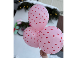 Шары Розовые с сердцами