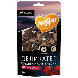 Лакомство Мнямс для собак "Кубики по-ямальски» из легкого северного оленя для собак, 30 г