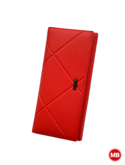 Женский красный кошелёк из экокожи (магнит)