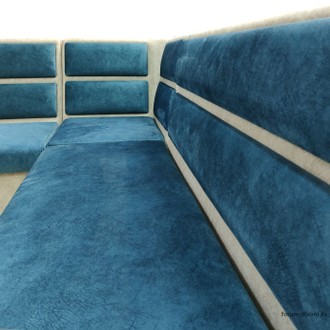 Кухонный Угловой диван "ФОРУМ-1МС", Синий/Слоновая кость, Левый