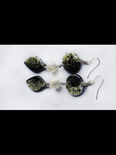 "Русалочья роща", длинные серьги с перламутром в стиле бохо-шик