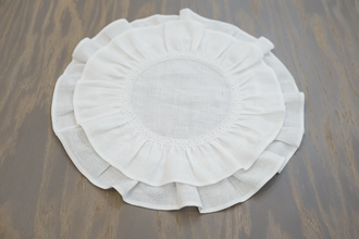 Салфетка с оборками из льна (белый)