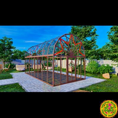 Теплица - Оранжерея из стекла и алюминия с купольной многогранной крышей АСТОРИЯ размером 3500 х  6000 мм