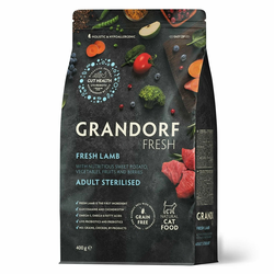 Grandorf Fresh для стерилизованных кошек и кастрированных котов с ягненком и бататом, 400 г