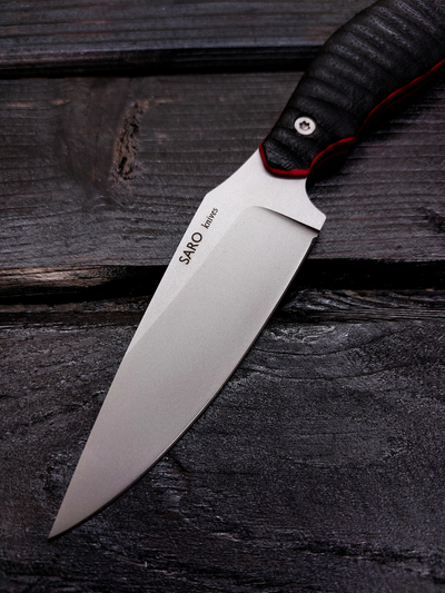 нож БЕЛКА сталь AUS10, рукоять G10, цвет  ЧЕРНО-КРАСНЫЙ