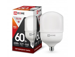 Лампа светодиодная ASD/InHome  высокомощн. E27  60W (5400lm) 6500К 6K 230V с адапт. E40 230x125 HP-PRO 1132