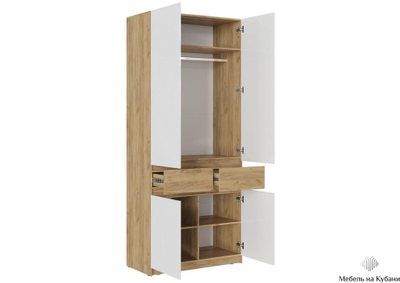 Бостон Шкаф ШК-001 Дуб крафт золотой/МДФ Глянец белый