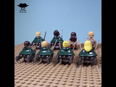 Фигурки Легион разведки из аниме Атака Титанов, 8 Лего совместимых фигурок с оружие