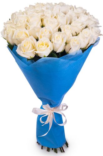 Букет цветов из 25 белых роз (70 см)