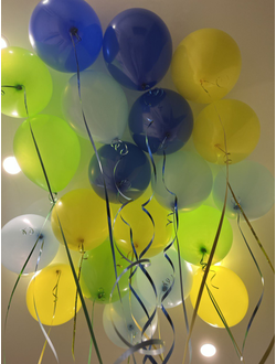 Шары голубой, синий, жёлтый, зелёный 20 шт под потолок