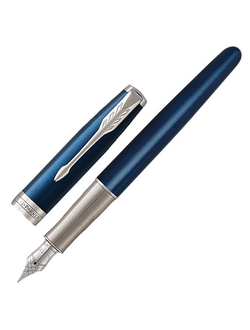 Ручка перьевая PARKER "Sonnet Core Subtle Blue Lacquer CT", корпус синий глянцевый лак, палладиевые детали, черная, 1931533
