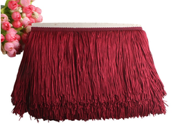 Декоративная бахрома , 15 см. 10 метров, Т-00037, Цвет: Винный
