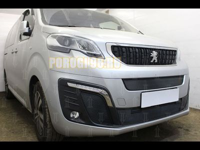 Защита радиатора Peugeot Traveller 2017- (2 части) середина+низ black