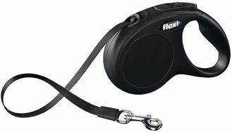 FLEXI New Classic S Tape 5 m Поводок-рулетка, лента, черный, до 15 кг