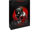 4670159083283 Пакет подарочный  ПКП-4228, &quot;Красный мотоцикл&quot;  с глянц.ламинацией 18x23x10 см (M),  157 г
