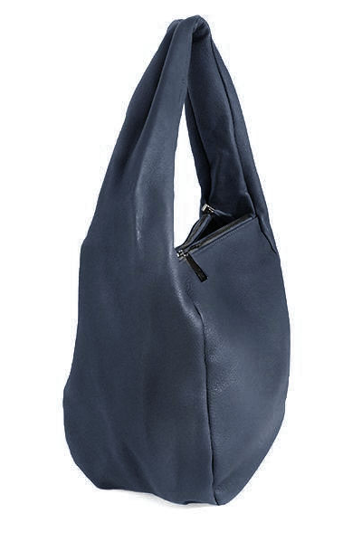 (АРТИКУЛ: 9790) СУМКА-МЕШОК ЖЕНСКАЯ, СРЕДНЕГО РАЗМЕРА, НАТУРАЛЬНАЯ КОЖА, ГРЯЗНО-СИНИЙ, ТРИ ОТДЕЛЕНИЯ НА МОЛНИЯХ, ЧЕРЕЗ ПЛЕЧО