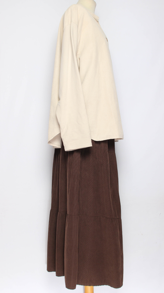 Рубашка вельветовая "СТОЙКА ПУГОВИЦЫ" св.бежевая р.46-52