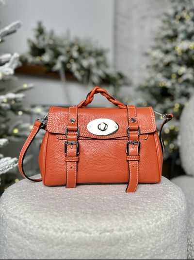 Женская маленькая сумка сэтчел из натуральной кожи, цвет оранжевый , Vera Pelle  Арт.024485