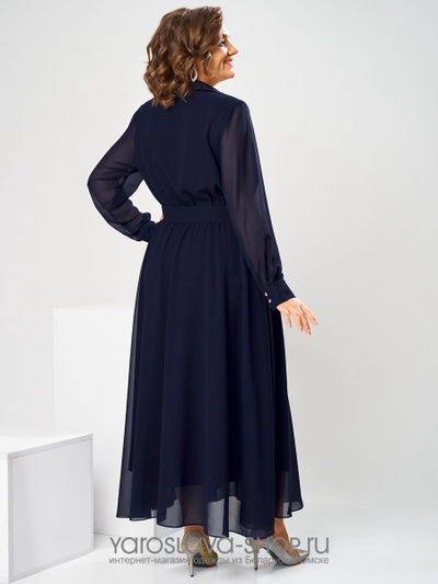 Женское эффектное шифоновое платье  в синем цвете