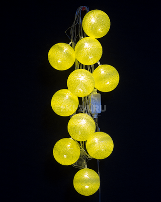Гирлянда из ниток светодиодная "Тайские желтые шарики" 2.5 м, белый теплый свет