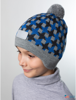 Шапка  21201-07, цвет серый,ярко-синий р. 54-56