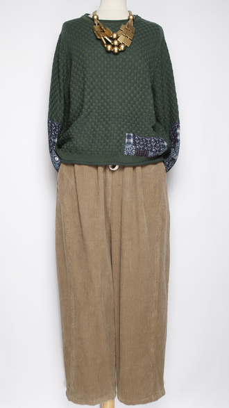 Брюки Бохо "Бананы вельвет строчки винтажный карман" бежевые р.48-56