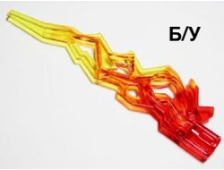 ! Б/У - Hero Factory Weapon Accessory, Flame / Lightning Bolt with Axle Hole with Marbled Trans-Yellow Pattern, Trans-Red (11302pb01 / 6016236) - Б/У