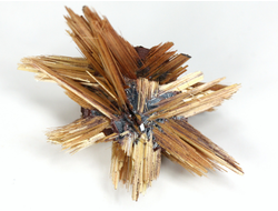 Редкость! Рутил свободного роста, сростки "звезды" золотистых игольчатых кристаллов на кристаллах гематита, Бразилия (24*17*15 мм, 1,4 г) №37918