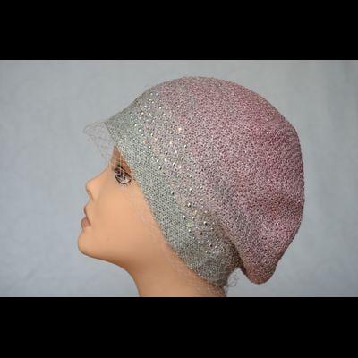 Женский берет летний с вуалью Vizio Италия 6605 розовый фото