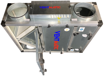 КОМПАКТНАЯ ПРИТОЧНО-ВЫТЯЖНАЯ УСТАНОВКА С ПЛАСТИНЧАТЫМ РЕКУПЕРАТОРОМ до 1500 м3/ч, 9,0 КВТ (МОДЕЛЬ. VMPVU-E-PR-1500-9.0/3-1)