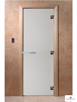 Дверь стеклянная для бани и сауны Сатин  8мм Ольха