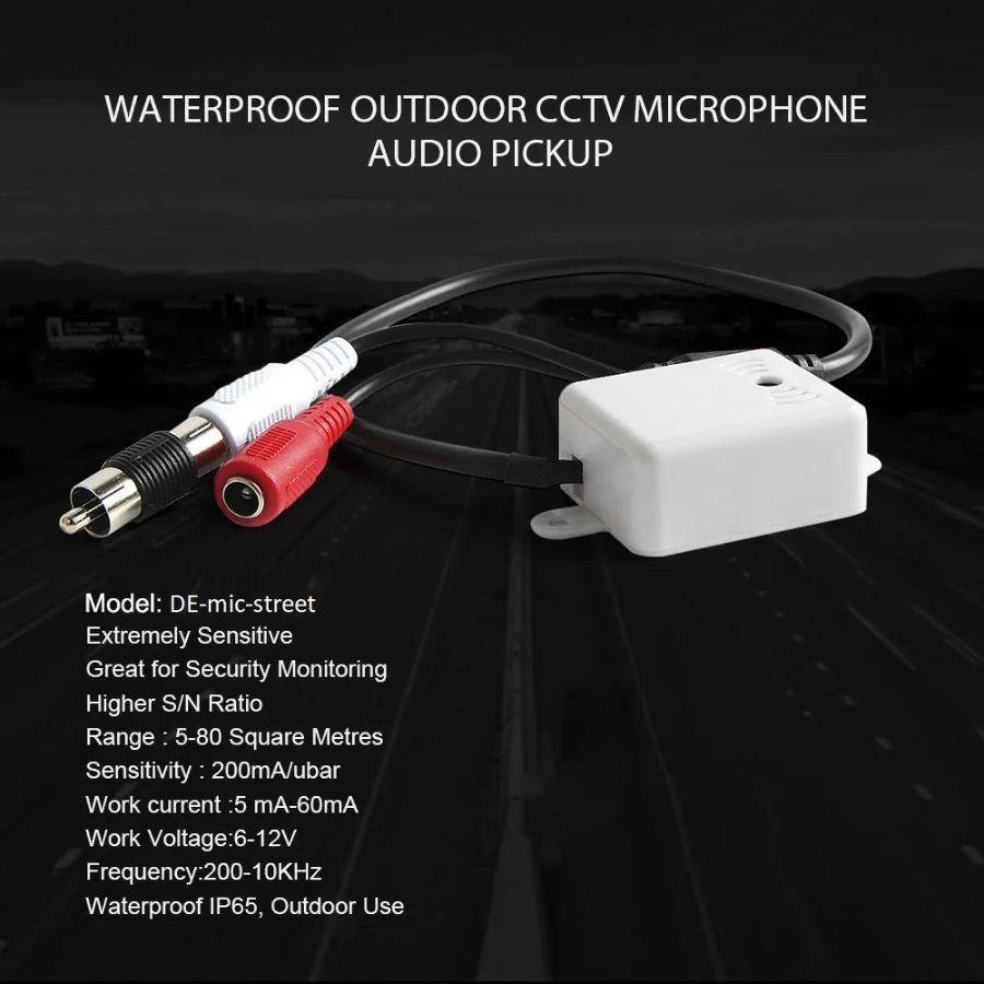 DE-mic-street Высокочувствительный микрофон для систем видеонаблюдения, подключение IP видеокамер