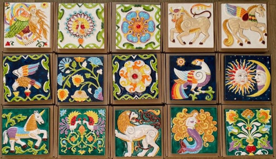 Изразцовая плитка "Мифические знаки" // 15*15