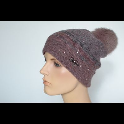 Шапка Vizio Италия с помпоном 5117 темно - розовая