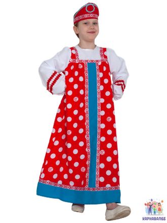 Русско-народный костюм Алёнушка в красном  на рост 128-134 см