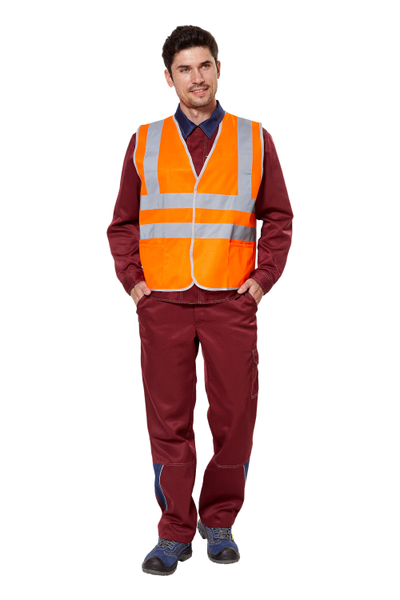 Жилет сигнальный с карманами 4 полосы оранжевый